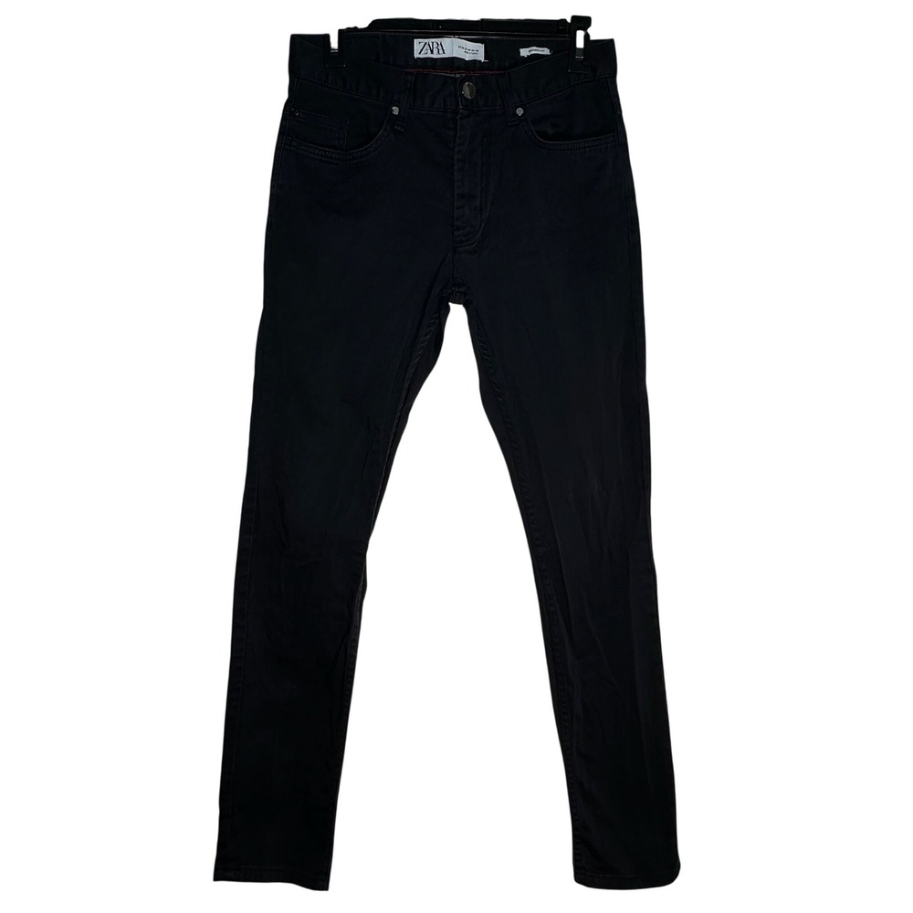 Zara Mens Skinny Fit‎ Black Pants 5-Pocket Denim Style Trousers Size 30
